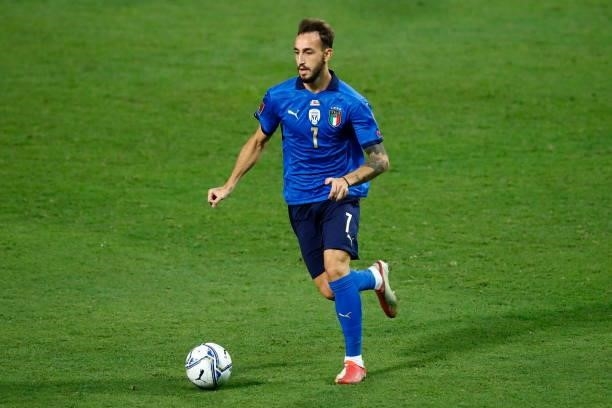 Gaetano Castrovilli of Italy controls the ball during the 2022 FIFA World Cup Qualifier match between Italy and Lithuania at Mapei Stadium - Citta'...