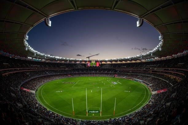General view during the 2021 AFL First Preliminary Final match between the Melbourne Demons and the Geelong Cats at Optus Stadium on September 10,...