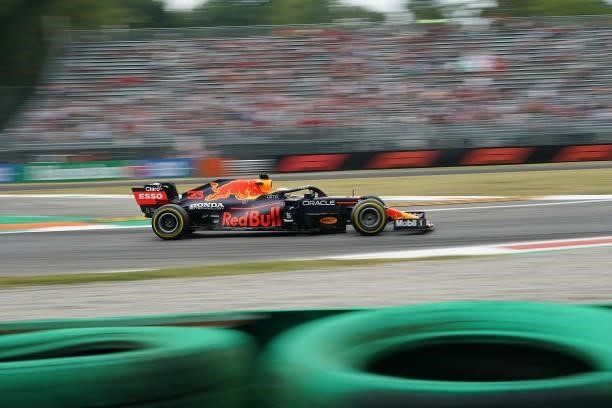 Max Verstappen , Red Bull Racing Honda during practice ahead of the F1 Grand Prix of Italy at Autodromo di Monza on September 10, 2021 in Monza,...