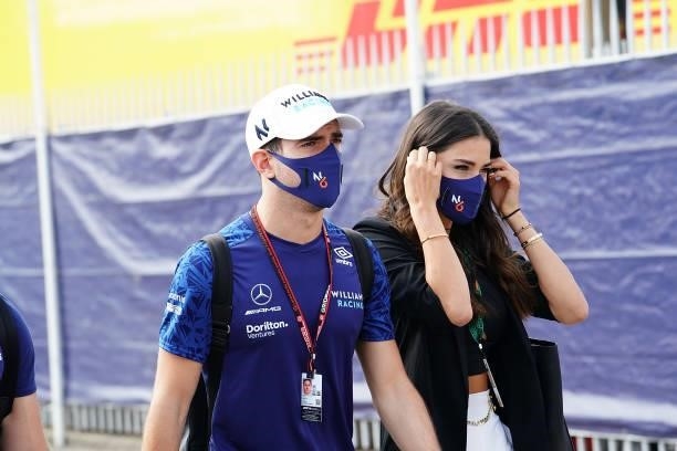 Nicholas Latifi , Williams Racing with girlfriend Sandra Dziwiszek during practice ahead of the F1 Grand Prix of Italy at Autodromo di Monza on...