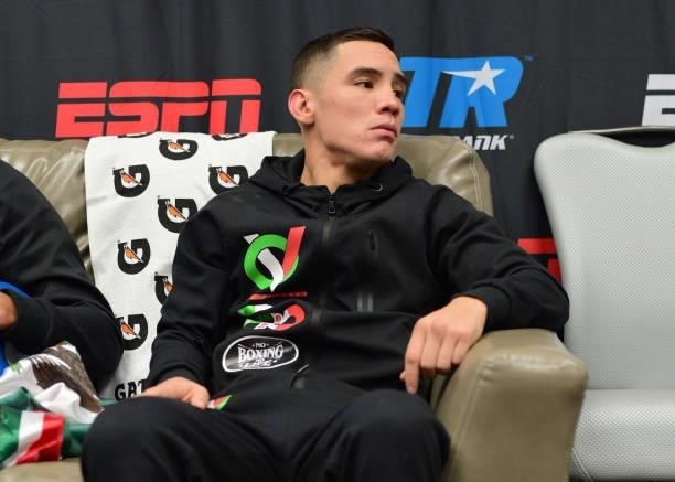 Super featherweight champion Oscar Valdez relaxes before his fight against Robson Conceição at Casino del Sol on September 10, 2021 in Tucson,...