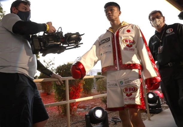 Flyweight champion Junto Nakatani walking to the ring before his fight against Angel Acosta at Casino del Sol on September 10, 2021 in Tucson,...