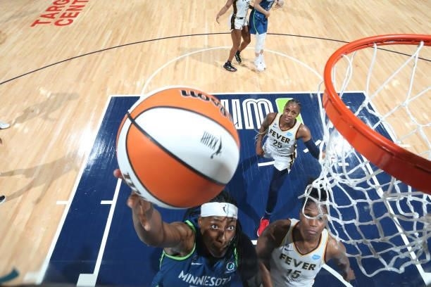 Sylvia Fowles of the Minnesota Lynx drives to the basket during the game against the Indiana Fever on September 10, 2021 at Target Center in...