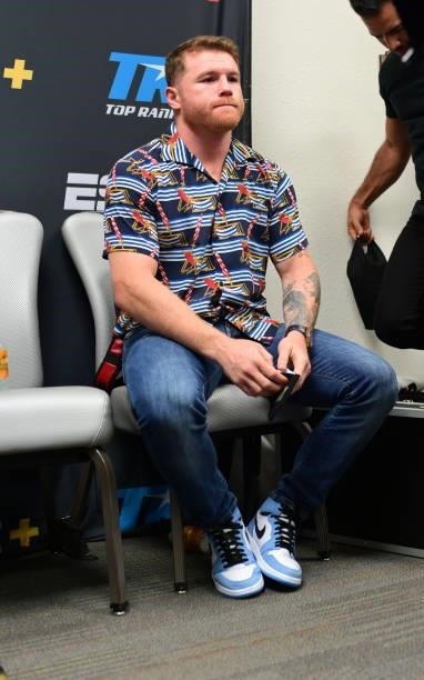 Canelo Alvarez attends fight night between WBC super featherweight champion Oscar Valdez and Robson Conceição at Casino del Sol on September 10, 2021...