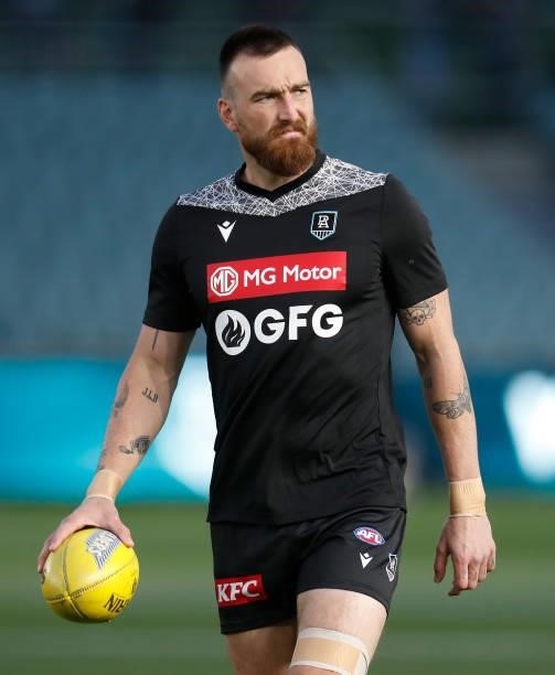 Charlie Dixon of the Power looks on during the 2021 AFL Second Preliminary Final match between the Port Adelaide Power and the Western Bulldogs at...