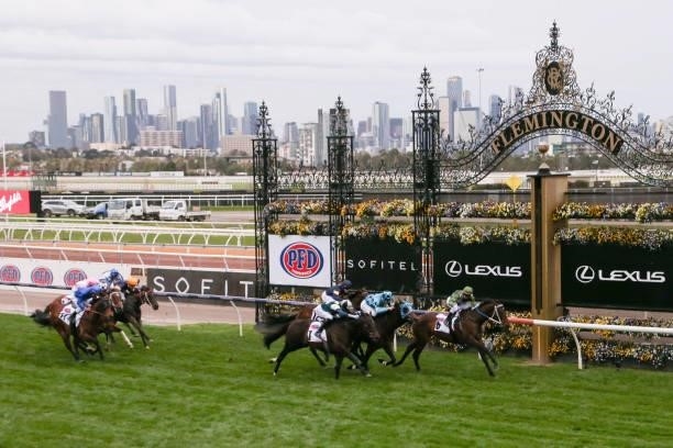 Incentivise ridden by Brett Prebble wins the PFD Food Services Makybe Diva Stakes at Flemington Racecourse on September 11, 2021 in Flemington,...