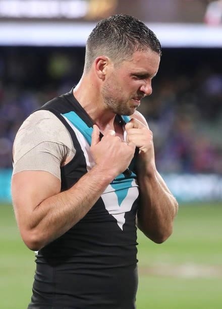 Travis Boak of the Power after the loss during the 2021 AFL Second Preliminary Final match between the Port Adelaide Power and the Western Bulldogs...