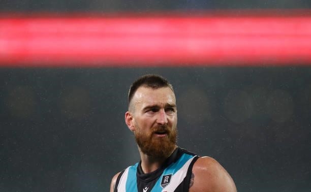 Charlie Dixon of the Power looks on during the 2021 AFL Second Preliminary Final match between the Port Adelaide Power and the Western Bulldogs at...