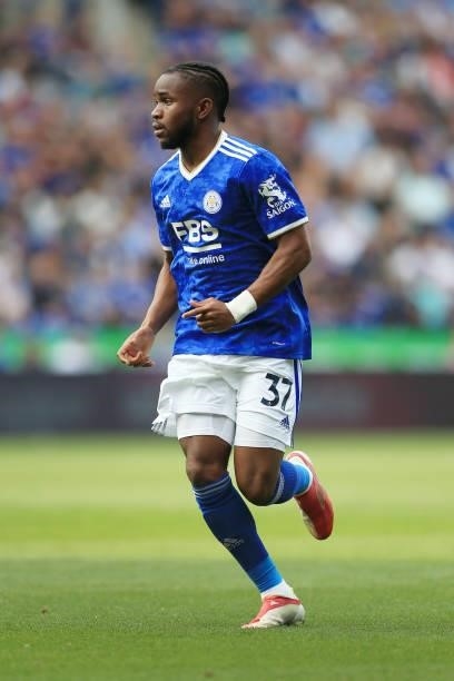 Ademola Lookman of Leicester City in action during the Premier League match between Leicester City and Manchester City at The King Power Stadium on...