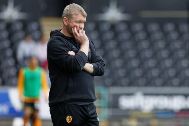 Hull City manager Grant McCann reacts on the touch line during the Sky Bet Championship match between Swansea City and Hull City at the Swansea.com...