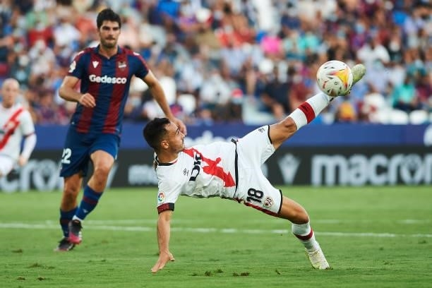 Alvaro Garcia of Rayo Vallecano controls the ball during the LaLiga Santander match between Levante UD and Rayo Vallecano at Ciutat de Valencia...