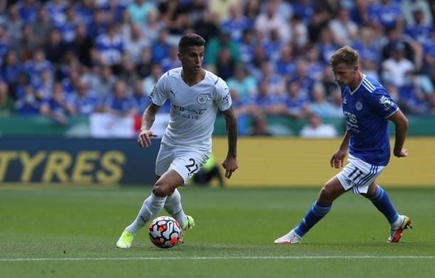 Manchester City's Joao Cancelo during the Premier League match between Leicester City and Manchester City at The King Power Stadium on September 11,...