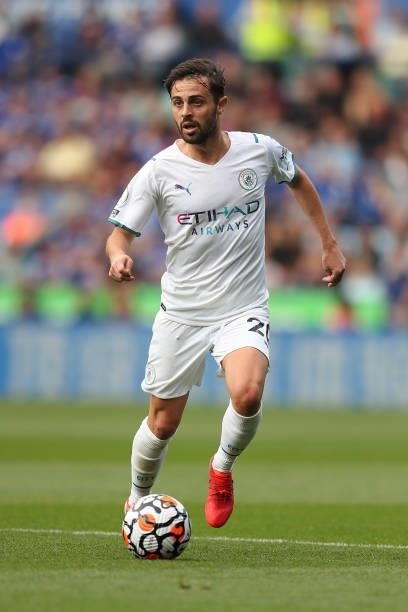 Bernardo Silva of Manchester City during the Premier League match between Leicester City and Manchester City at The King Power Stadium on September...