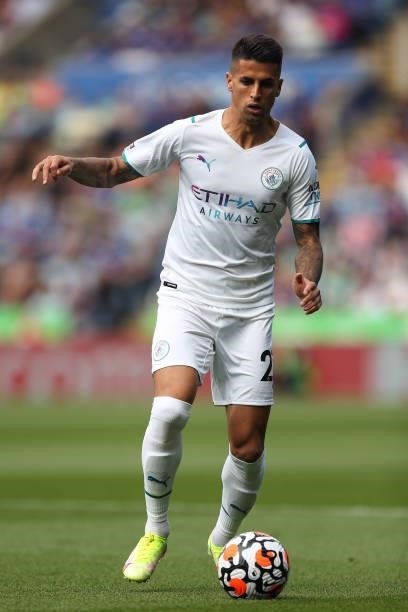 Joao Cancelo of Manchester City during the Premier League match between Leicester City and Manchester City at The King Power Stadium on September 11,...