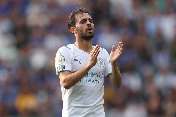 Bernardo Silva of Manchester City during the Premier League match between Leicester City and Manchester City at The King Power Stadium on September...