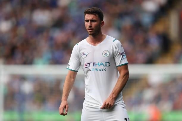 Aymeric Laporte of Manchester City during the Premier League match between Leicester City and Manchester City at The King Power Stadium on September...