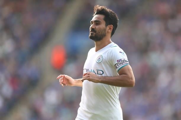 Ilkay Gundogan of Manchester City during the Premier League match between Leicester City and Manchester City at The King Power Stadium on September...