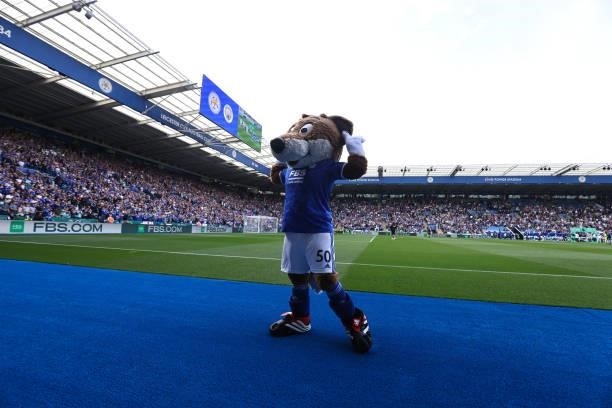 Filbert Fox, the Leicester City club mascot during the Premier League match between Leicester City and Manchester City at The King Power Stadium on...