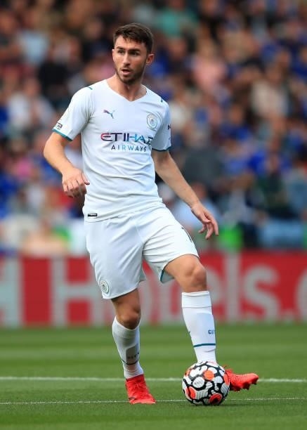 Americ Laporte of Manchester City during the Premier League match between Leicester City and Manchester City at The King Power Stadium on September...