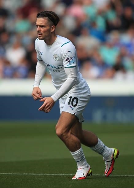 Jack Grealish of Manchester City during the Premier League match between Leicester City and Manchester City at The King Power Stadium on September...