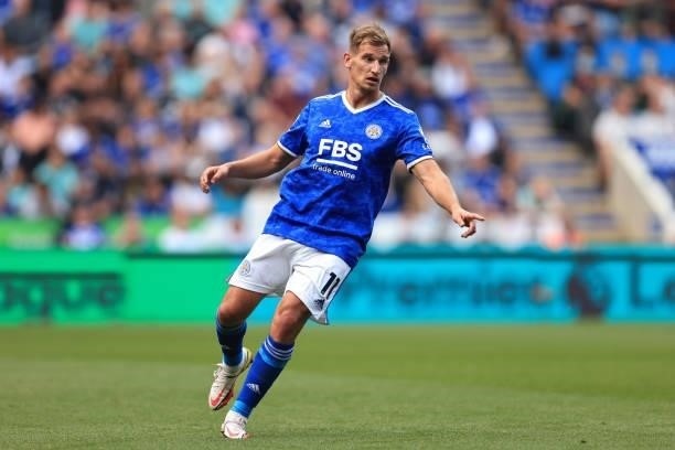 Marc Albrighton of Leicester City during the Premier League match between Leicester City and Manchester City at The King Power Stadium on September...