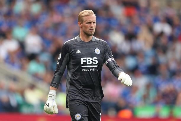 Kasper Schmeichel of Leicester City during the Premier League match between Leicester City and Manchester City at The King Power Stadium on September...