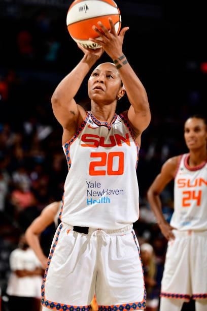 Briann January of the Connecticut Sun looks on during the game against the Phoenix Mercury on September 11, 2021 at Footprint Center in Phoenix,...
