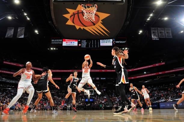 Briann January of the Connecticut Sun shoots the ball during the game against the Phoenix Mercury on September 11, 2021 at Footprint Center in...
