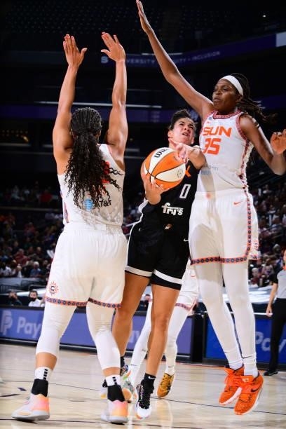 Kia Nurse of the Phoenix Mercury drives to the basket against the Connecticut Sun on September 11, 2021 at Footprint Center in Phoenix, Arizona. NOTE...