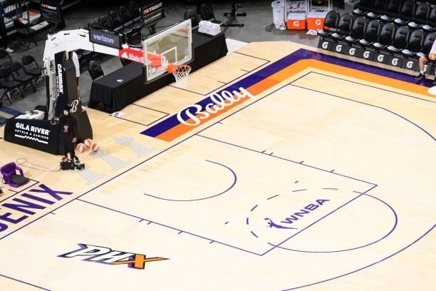 An overview shot of the court before the game on September 11, 2021 at Footprint Center in Phoenix, Arizona. NOTE TO USER: User expressly...