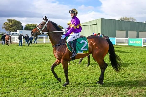 Equine Philosopher ridden by Mikaela Lawrence returns to the mounting yard after winning the Buloke Plumbing 0 - 58 Handicap at Donald Racecourse on...