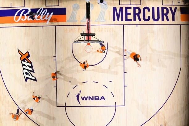 An overview shot of the court before the game on September 11, 2021 at Footprint Center in Phoenix, Arizona. NOTE TO USER: User expressly...