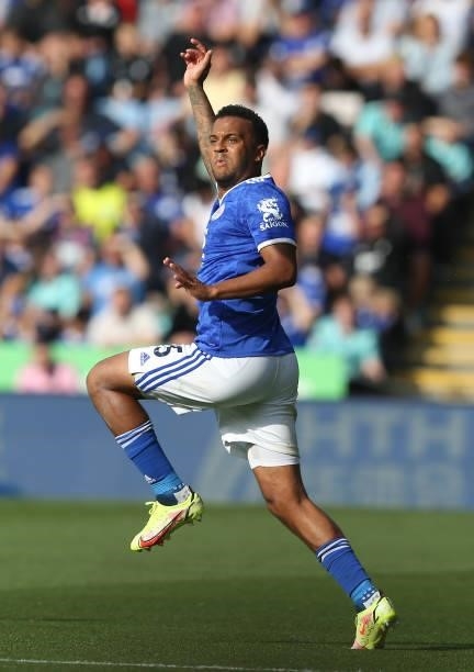 Leicester City's Ryan Bertrand during the Premier League match between Leicester City and Manchester City at The King Power Stadium on September 11,...