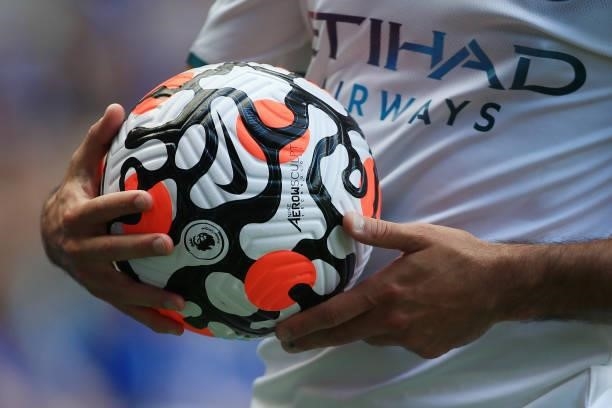 Hands on the Nike Flight ball during the Premier League match between Leicester City and Manchester City at The King Power Stadium on September 11,...