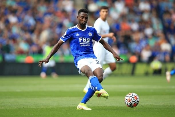 Wilfred Ndidi of Leicester City in action during the Premier League match between Leicester City and Manchester City at The King Power Stadium on...