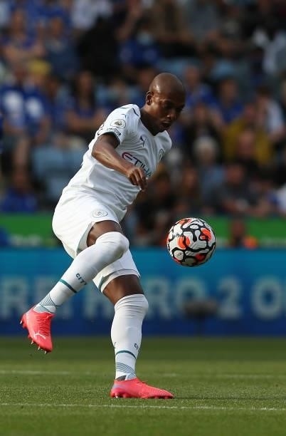 Manchester City's Fernandinho during the Premier League match between Leicester City and Manchester City at The King Power Stadium on September 11,...