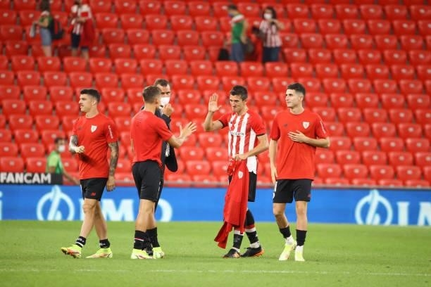 Vivian of Athletic Bilbao celebrate after winning the LaLiga Santander match between Athletic Club and RCD Mallorca at San Mames Stadium on September...