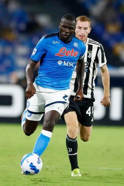 Kalidou Koulibaly of SSC Napoli controls the ball during the Serie A match between SSC Napoli and Juventus FC at Stadio Diego Armando Maradona on...
