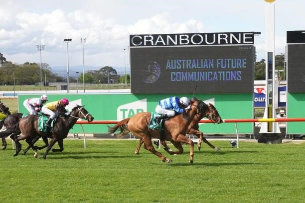 Indictment ridden by Jamie Mott wins the AFC - Peter & Lavella Darose 4YO+ Maiden Plate at Cranbourne Racecourse on September 12, 2021 in Cranbourne,...