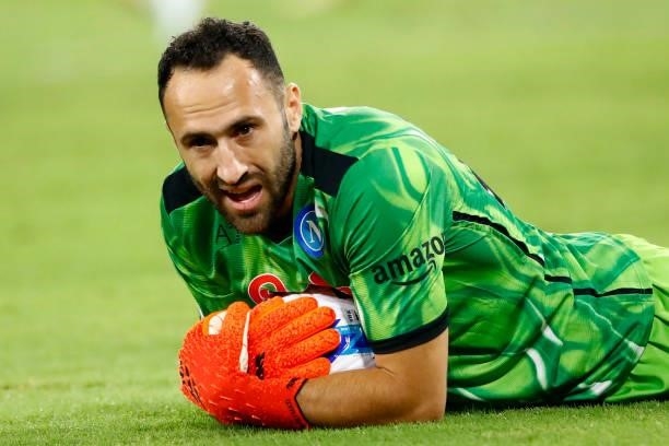 David Ospina of SSC Napoli looks on during the Serie A match between SSC Napoli and Juventus FC at Stadio Diego Armando Maradona on September 11,...