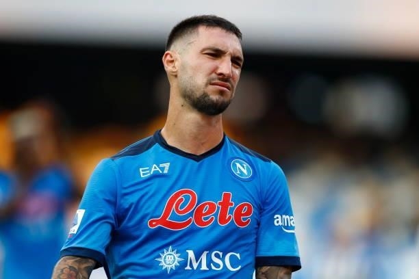 Matteo Politano of SSC Napoli looks dejected during the Serie A match between SSC Napoli and Juventus FC at Stadio Diego Armando Maradona on...