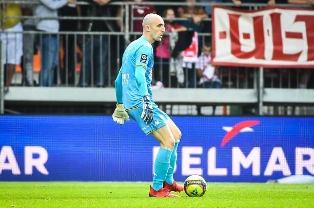 Paul BERNARDONI of Angers during the Ligue 1 Uber Eats match between Brest and Angers at Stade Francis Le Ble on September 12, 2021 in Brest, France.