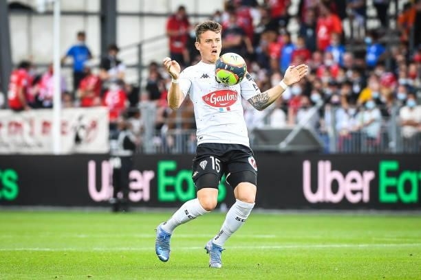 Pierrick CAPELLE of Angers during the Ligue 1 Uber Eats match between Brest and Angers at Stade Francis Le Ble on September 12, 2021 in Brest, France.