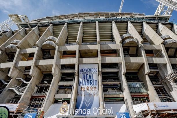 Stadium of Real Madrid during the La Liga Santander match between Real Madrid v Celta de Vigo at the Estadio Santiago Bernabeu on September 12, 2021...