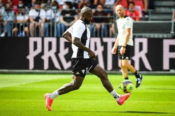 Stephane BAHOKEN of Angers during the Ligue 1 Uber Eats match between Brest and Angers at Stade Francis Le Ble on September 12, 2021 in Brest, France.