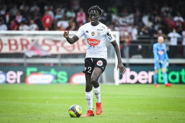 Bastien MENDY of Angers during the Ligue 1 Uber Eats match between Brest and Angers at Stade Francis Le Ble on September 12, 2021 in Brest, France.