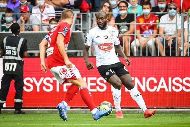 Stephane BAHOKEN of Angers during the Ligue 1 Uber Eats match between Brest and Angers at Stade Francis Le Ble on September 12, 2021 in Brest, France.