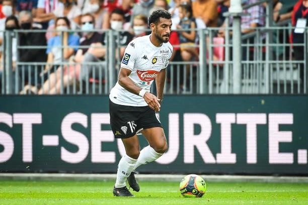 Angelo FULGINI of Angers during the Ligue 1 Uber Eats match between Brest and Angers at Stade Francis Le Ble on September 12, 2021 in Brest, France.
