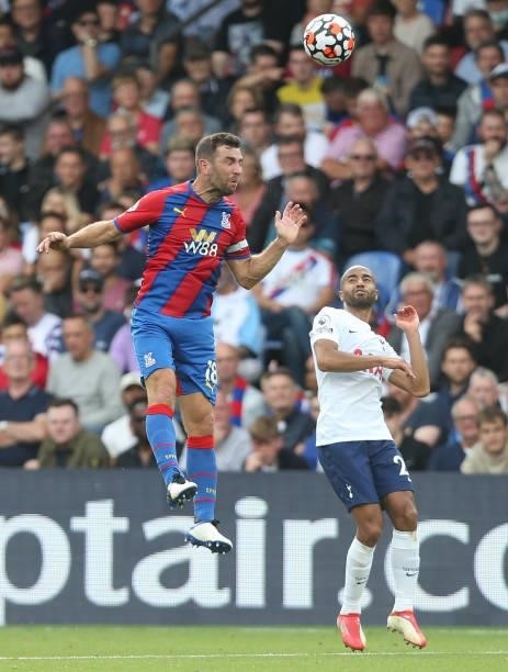Crystal Palace's James McArthur and Tottenham Hotspur's Lucas Moura during the Premier League match between Crystal Palace and Tottenham Hotspur at...
