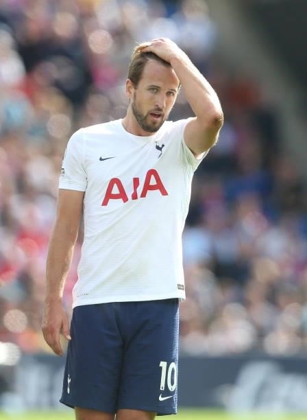 Tottenham Hotspur's Harry Kane during the Premier League match between Crystal Palace and Tottenham Hotspur at Selhurst Park on September 11, 2021 in...
